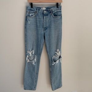AGOLDE Fen High Rise Relaxed Taper Distressed Jeans Size 27 Style A182-1206